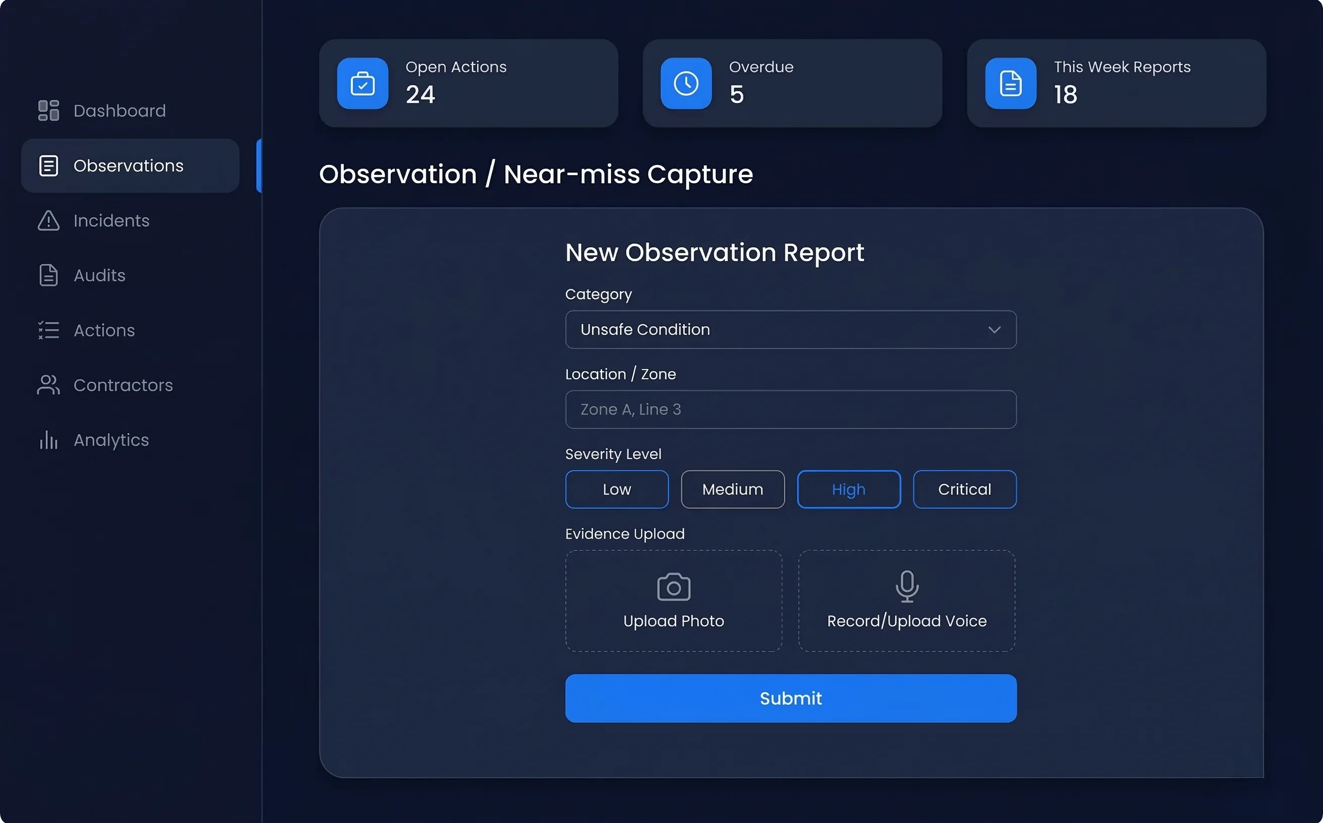 Field capture view UI