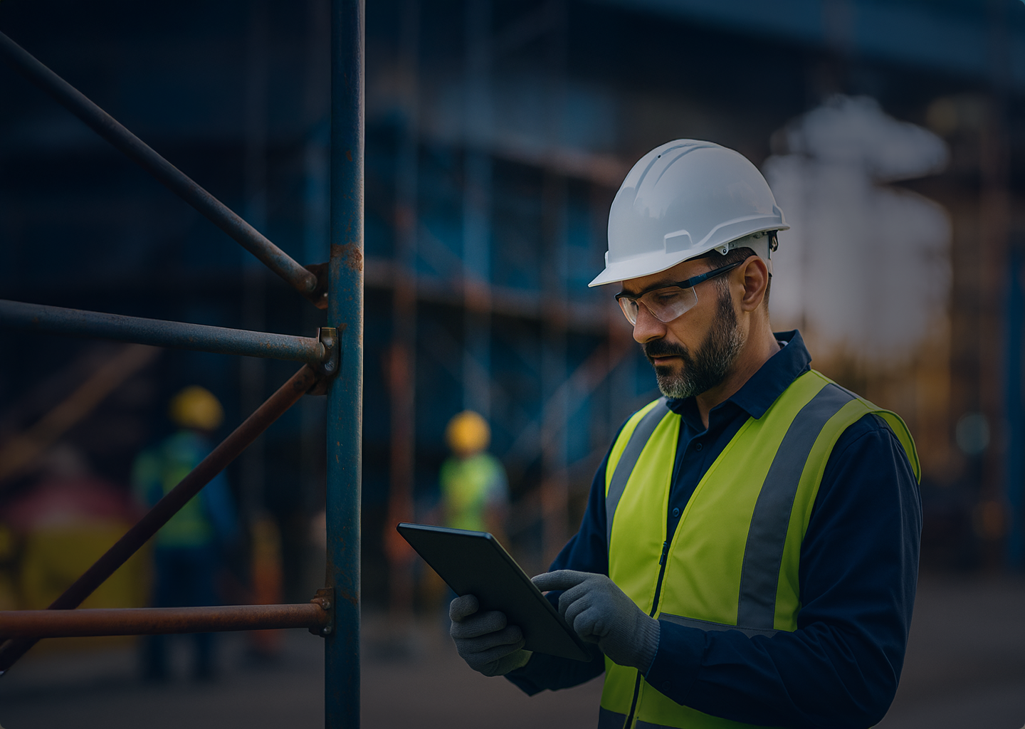 Safety professional with tablet