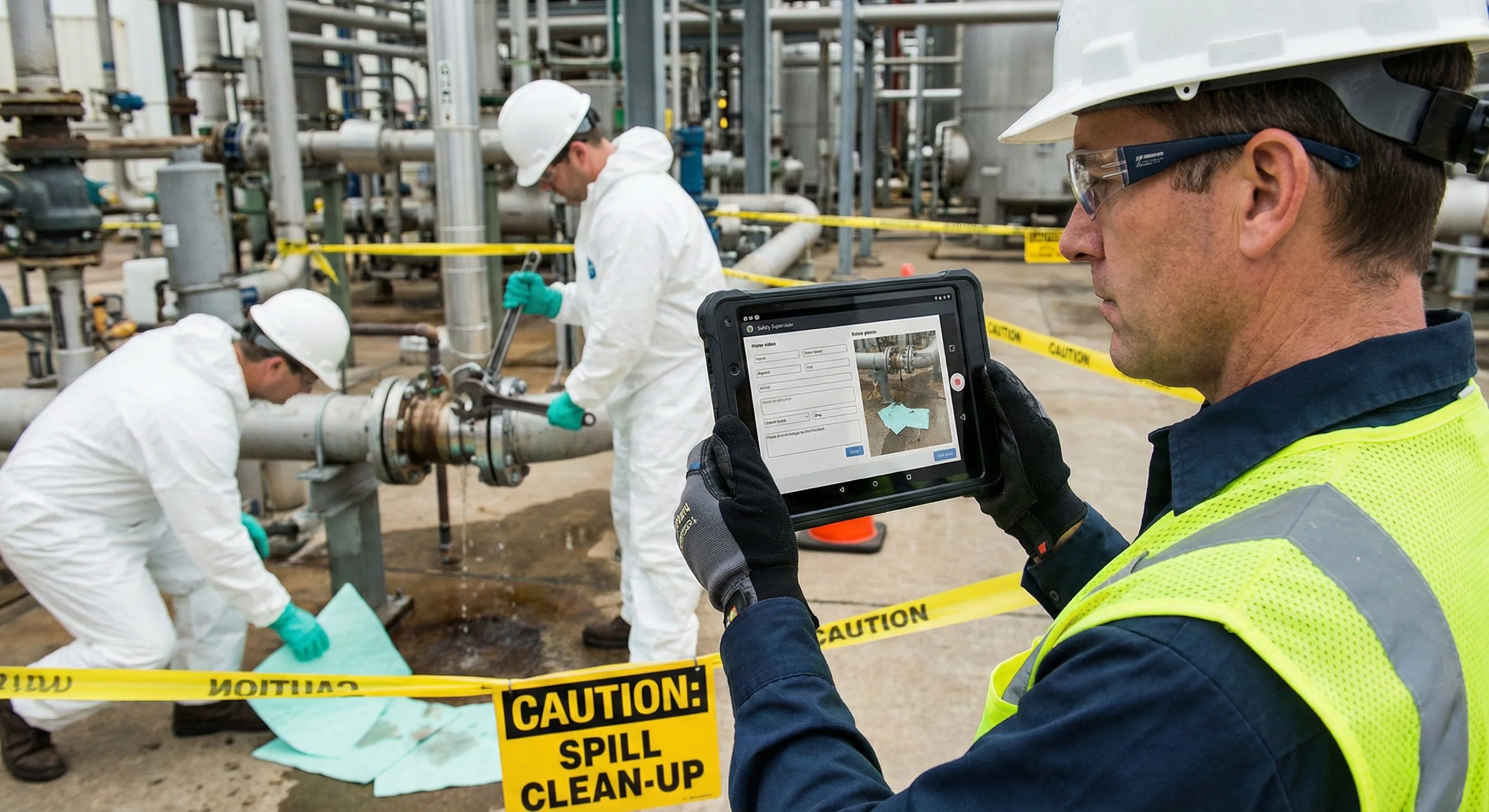 Safety professional with tablet